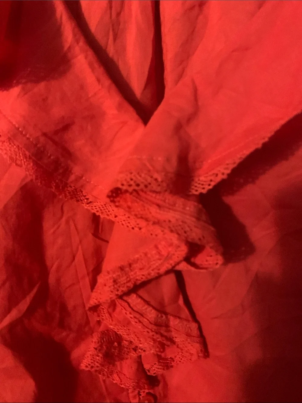 Old Navy Coral Red Ruffle V-Neck Blouse